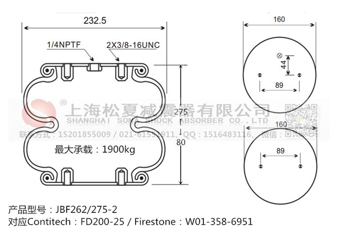 JBF262/275-2橡膠<a href='http://m.fawzimasri.com/' target='_blank'><u>空氣彈簧</u></a>