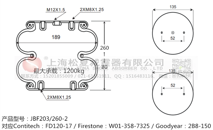JBF203/260-2橡膠<a href='http://m.fawzimasri.com/' target='_blank'><u>空氣彈簧</u></a>